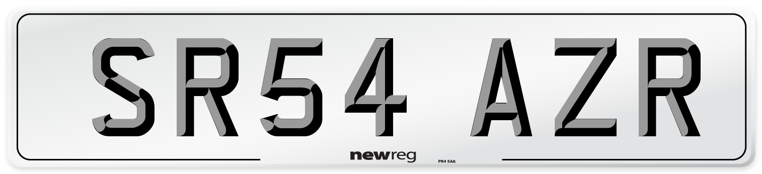SR54 AZR Number Plate from New Reg